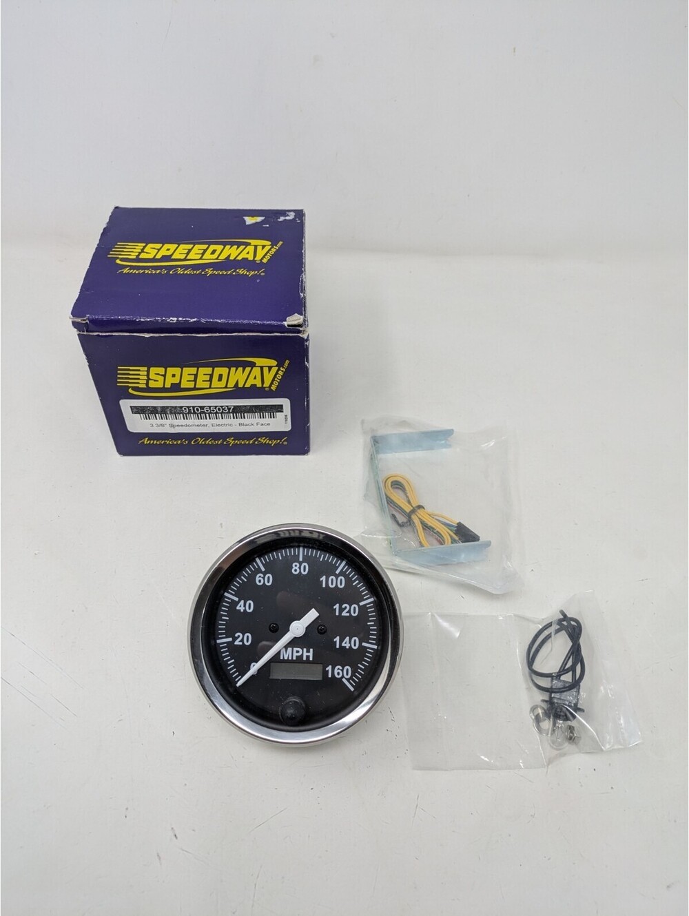 Speedway Motors Electric Speedometer , Black Face, 3-3/8"-New